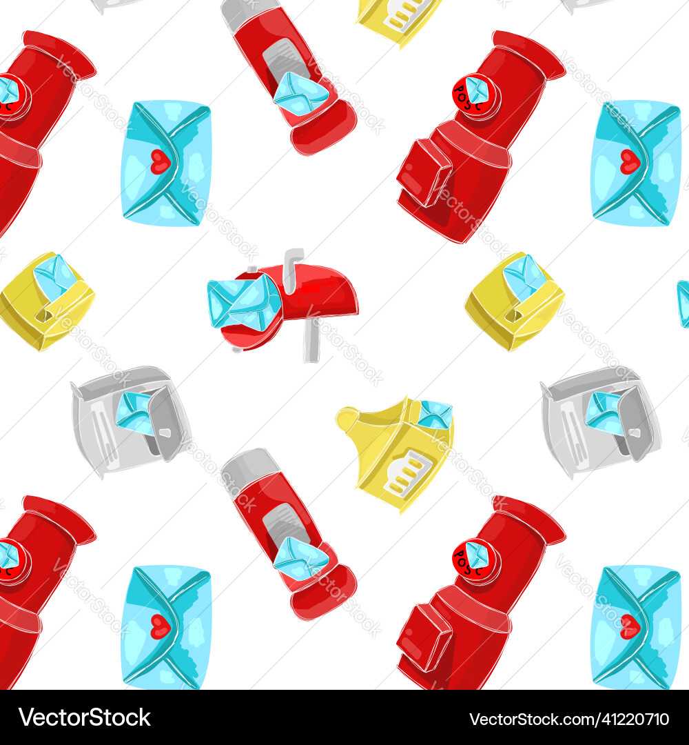 Pattern with a set of different mailboxes Pattern with a set of different mailboxes Vector Image