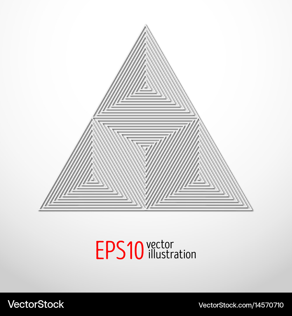 Realistic white triangle with high tech design vector image