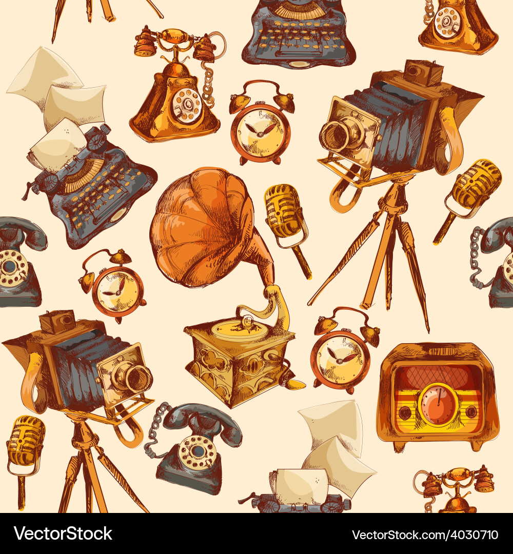 Retro Tech Seamless Pattern vector image