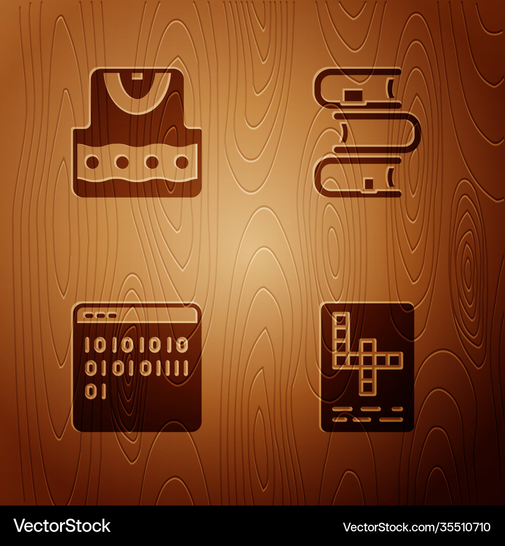 Set crossword waistcoat binary code and book Set crossword waistcoat binary code and book vector image