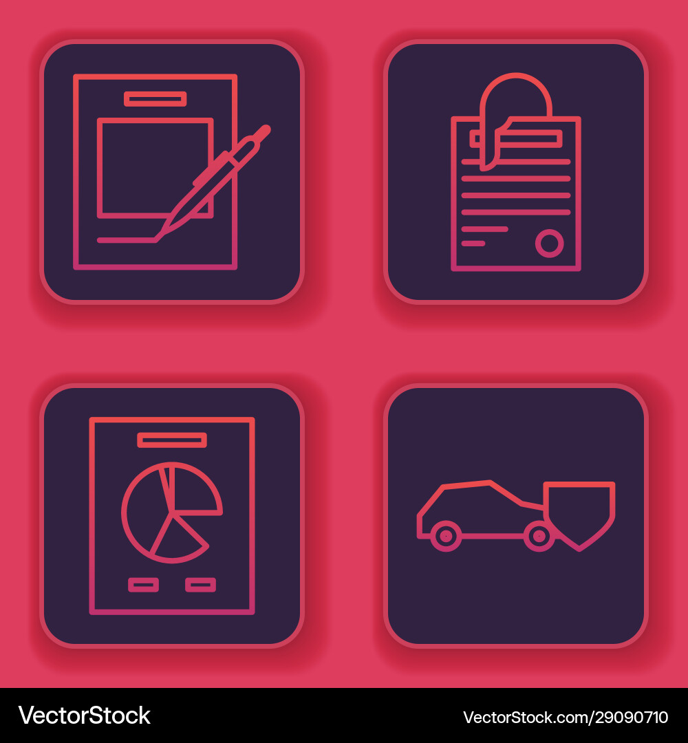 Set line blank notebook and pen document Vector Image