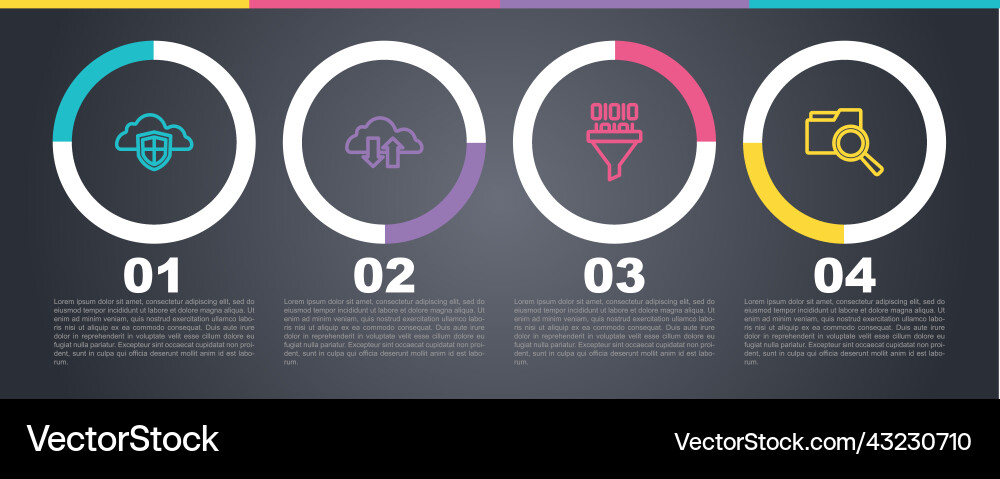 Set line cloud and shield download upload binary Set line cloud and shield download upload binary vector image