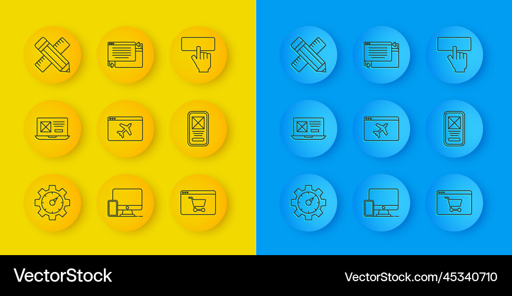 Set line website statistic ui or ux design Set line website statistic ui or ux design vector image