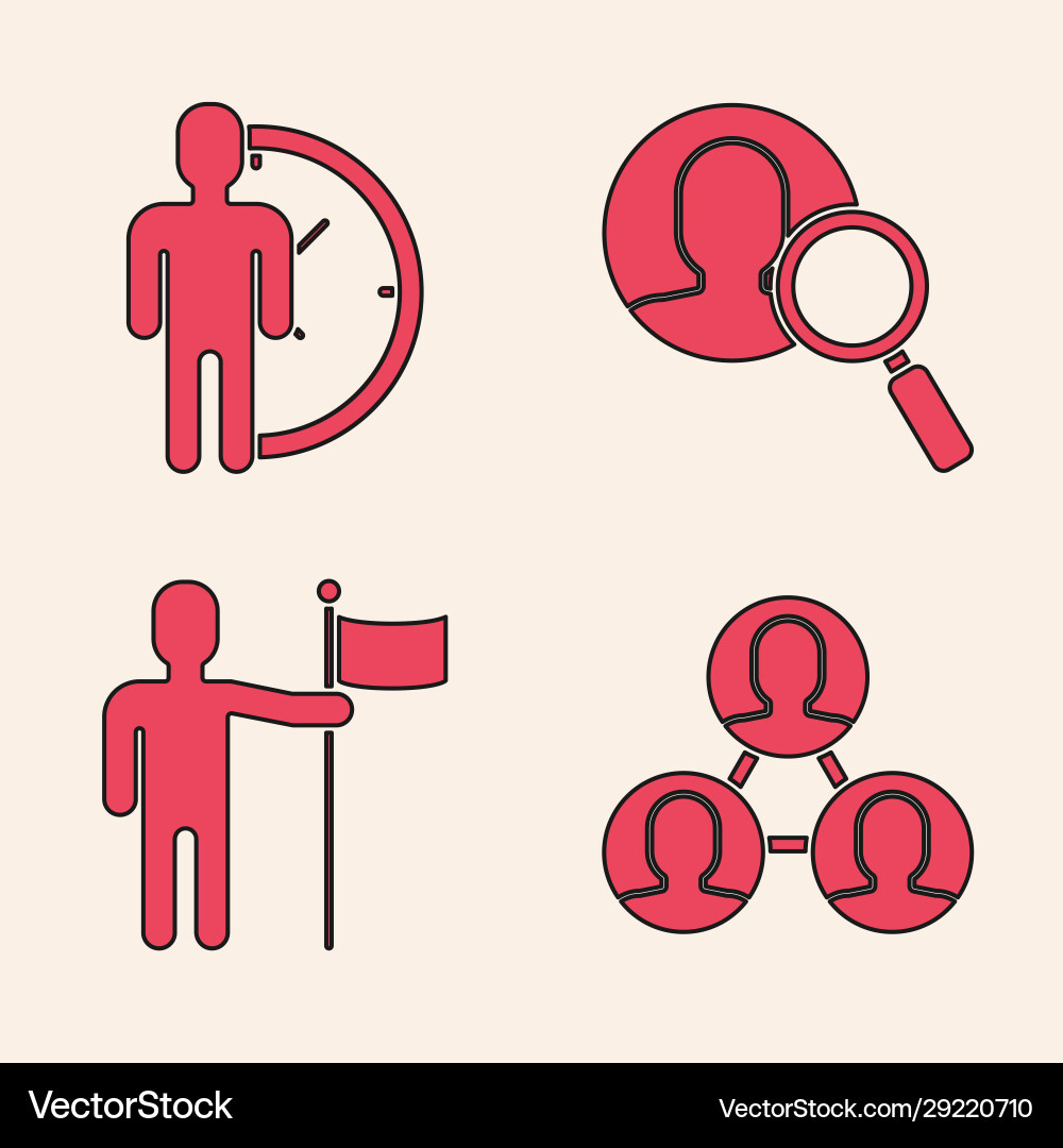 Set project team base time management magnifying Set project team base time management magnifying vector image