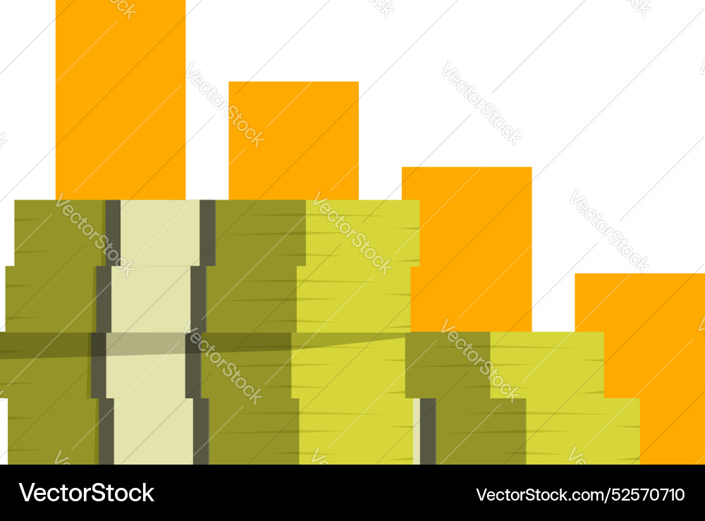 Simple graph showing decreasing stacks of money Simple graph showing decreasing stacks of money vector image