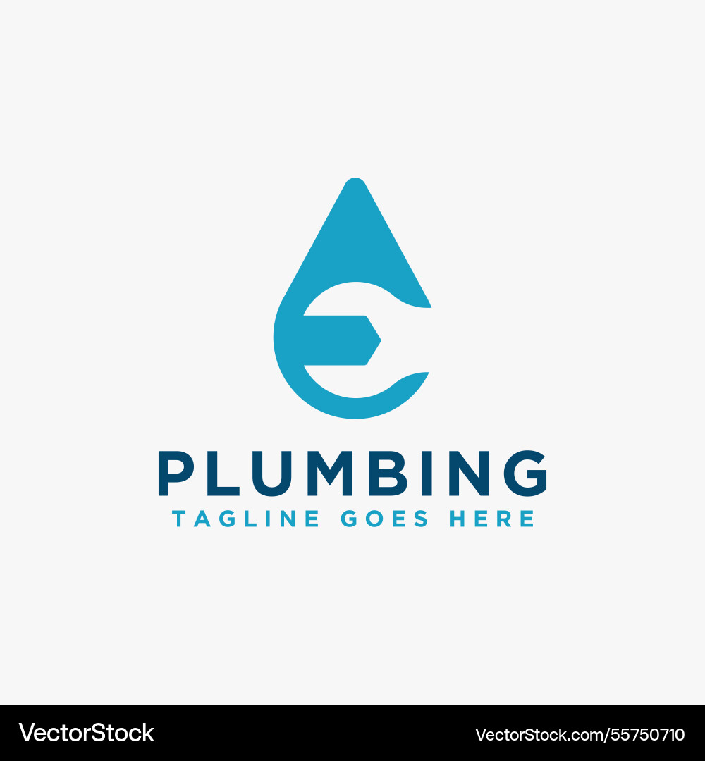 Simple plumbing logo with wrench and water drop Simple plumbing logo with wrench and water drop vector image