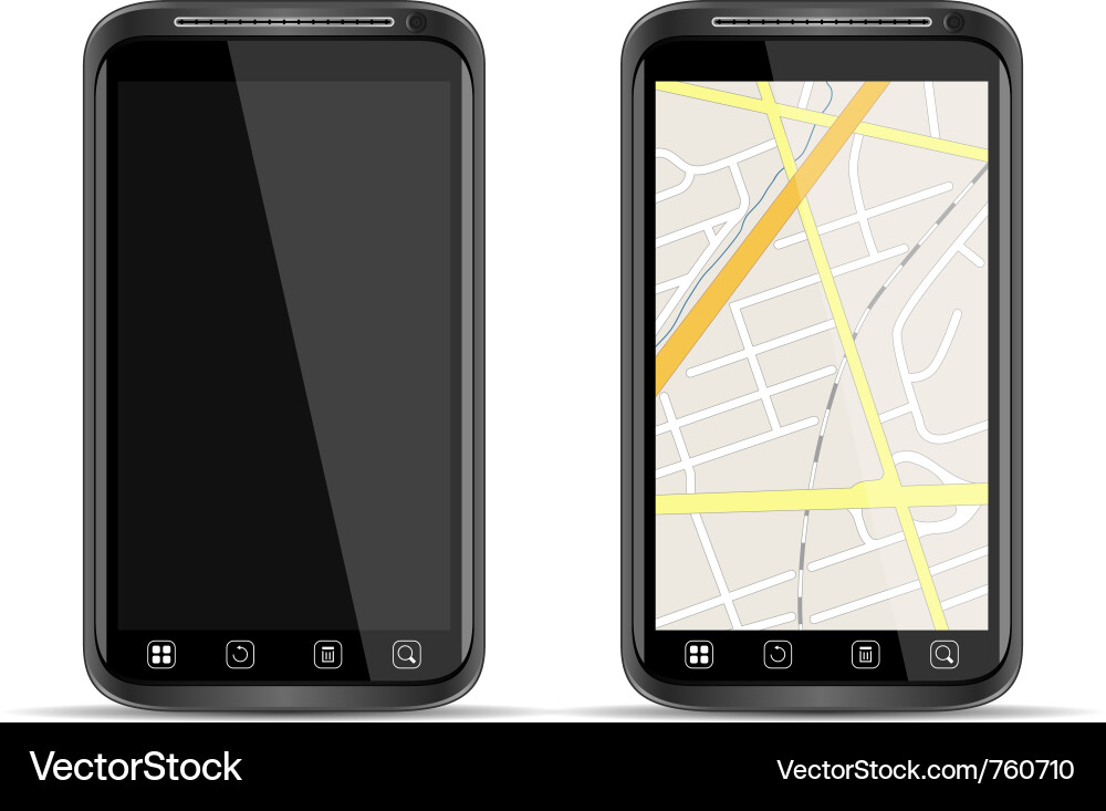 Smart phone with map vector image