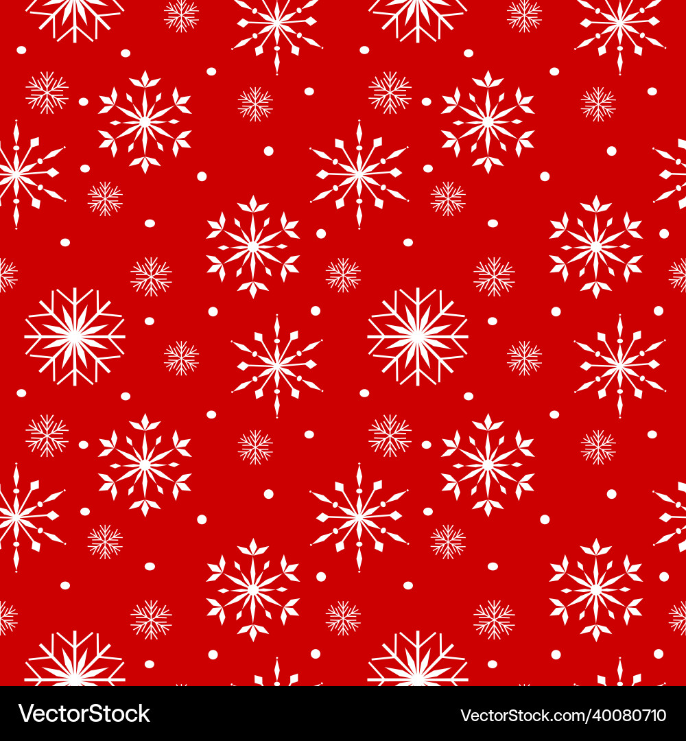 Snowflake pattern red seamless vector image