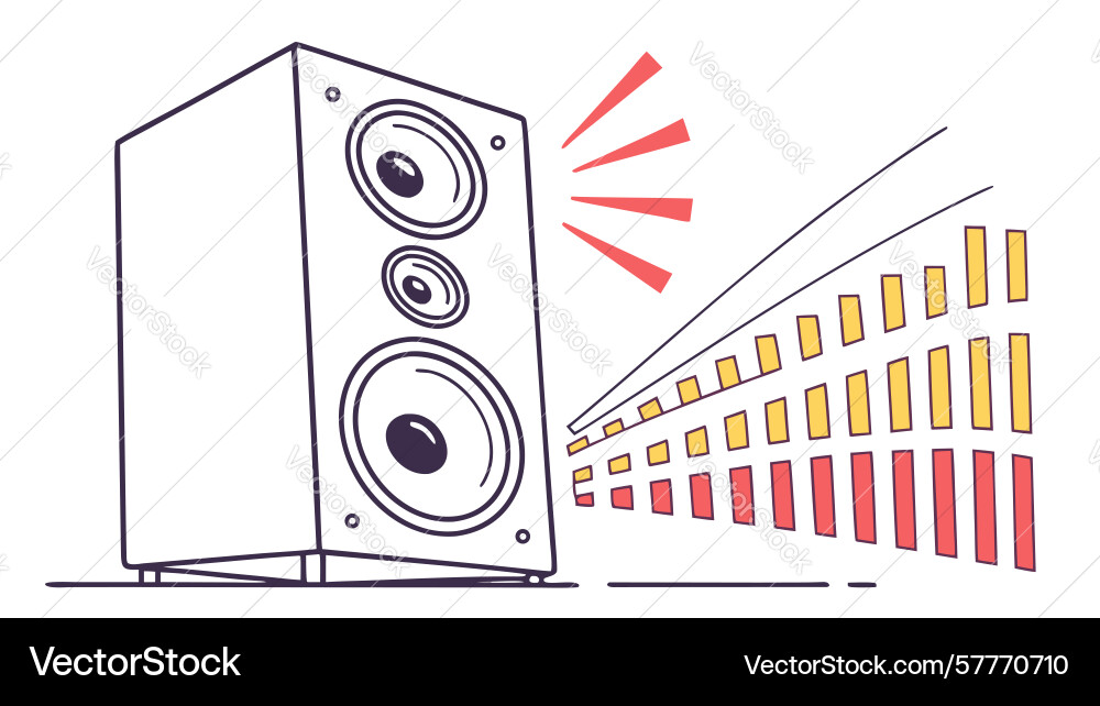 Stereo sound system with visualized audio levels vector image