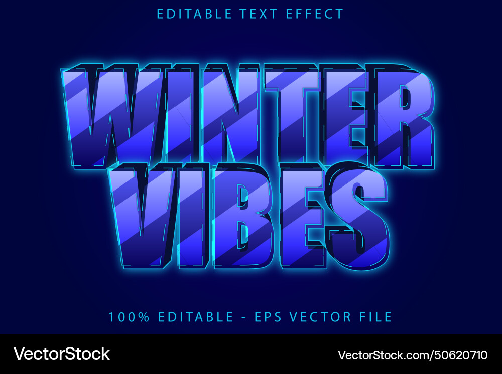 Winter vibes editable text effect modern style Vector Image