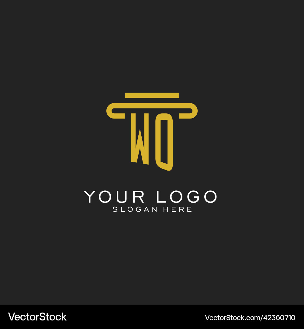 Wo initial logo with simple pillar style design Wo initial logo with simple pillar style design Vector Image