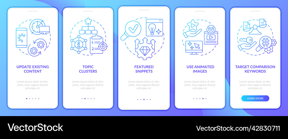 Advanced seo techniques blue gradient onboarding Vector Image