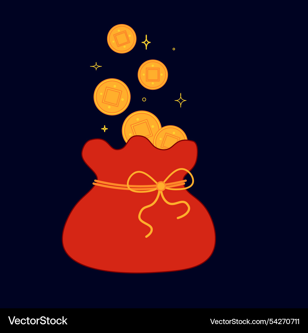 Asia red bag envelopes filled with gold ingots Asia red bag envelopes filled with gold ingots vector image