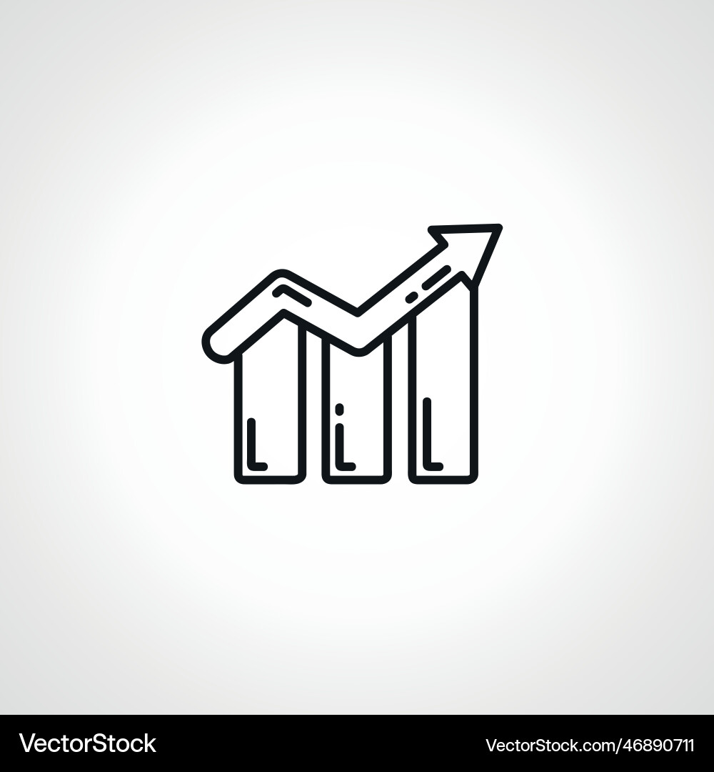 Bar chart line icon growing graph outline vector image