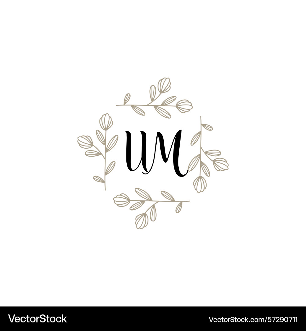 Botanical monogram logos with initial um Botanical monogram logos with initial um Vector Image