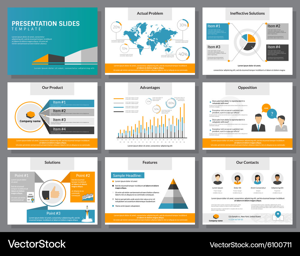 Business Presentation Slides - Data & Charts vector image