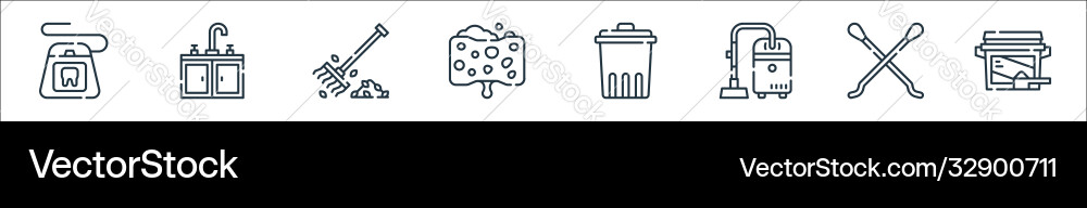 Cleaning line icons linear set quality Cleaning line icons linear set quality Vector Image