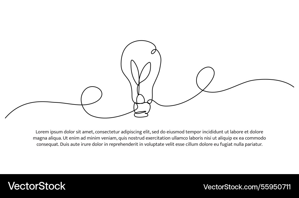 Continuous one line design of light bulb Continuous one line design of light bulb vector image