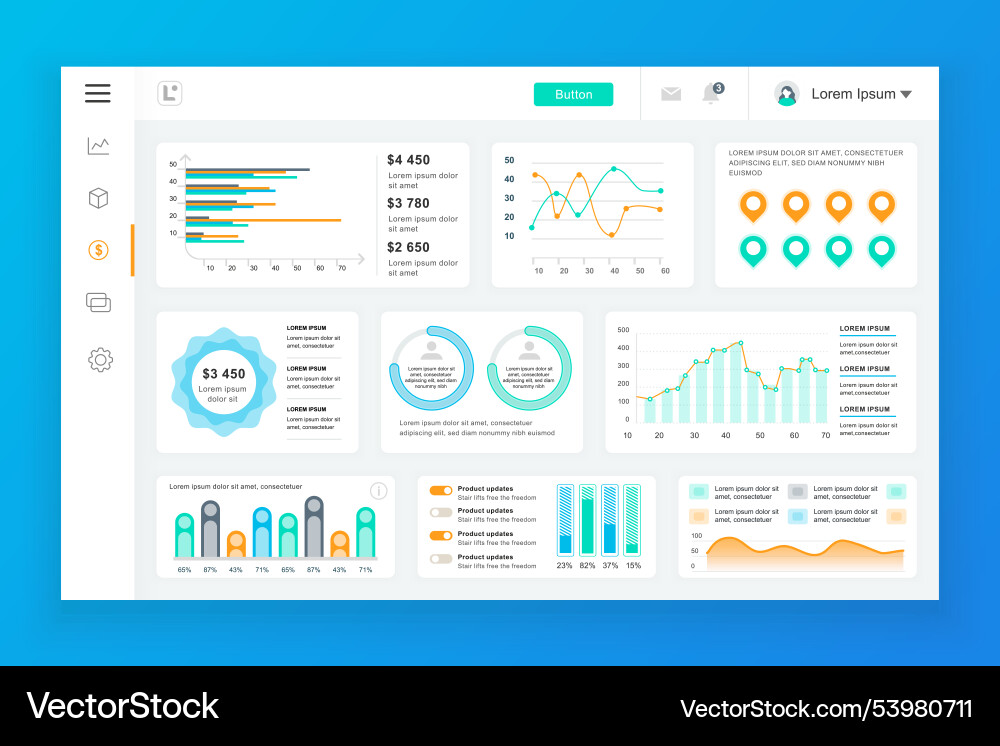 Dashboard admin panel design template Dashboard admin panel design template vector image