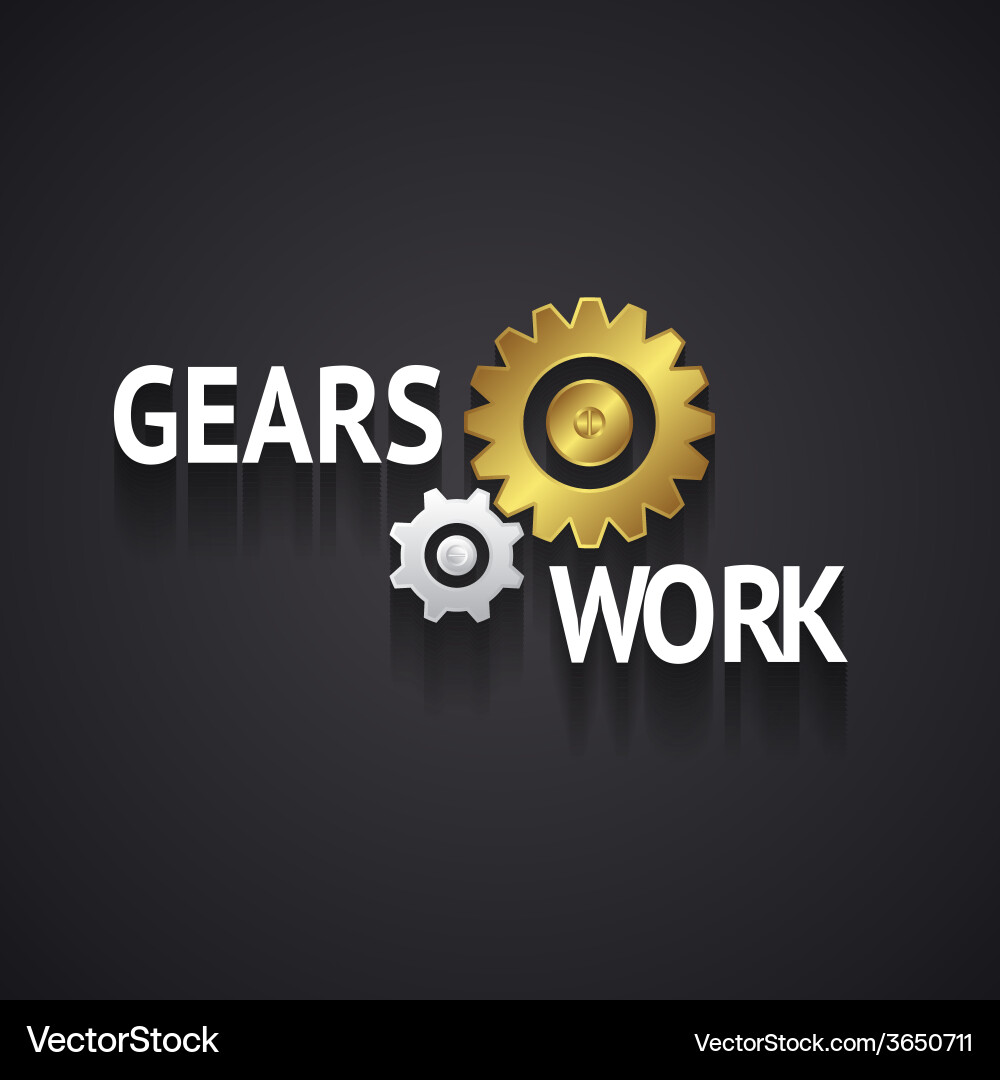 Elegant gear logo design on gray background vector image