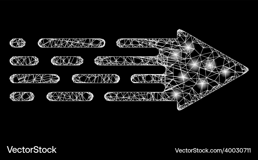 Glossy network mesh transition arrow with light Glossy network mesh transition arrow with light vector image