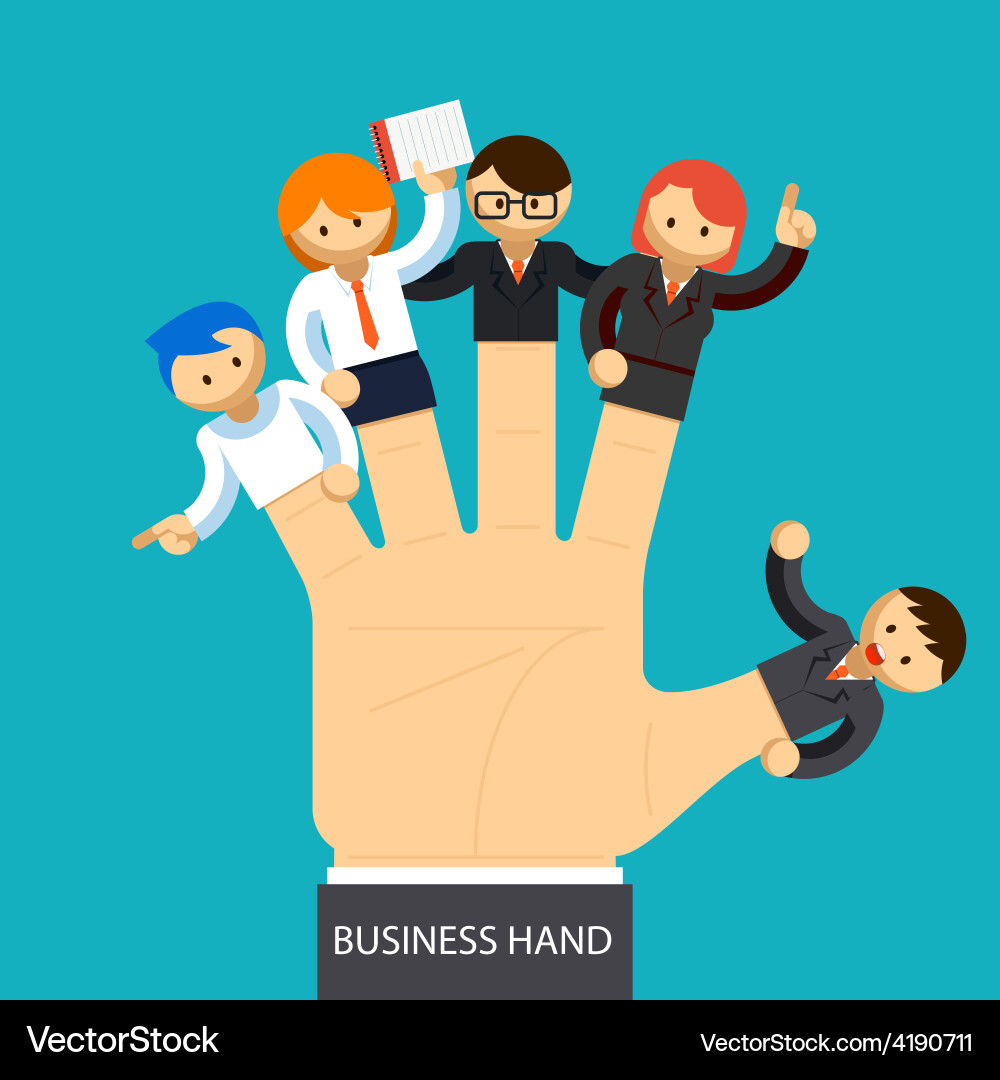 Hands Representing Teamwork & Management Vector Image