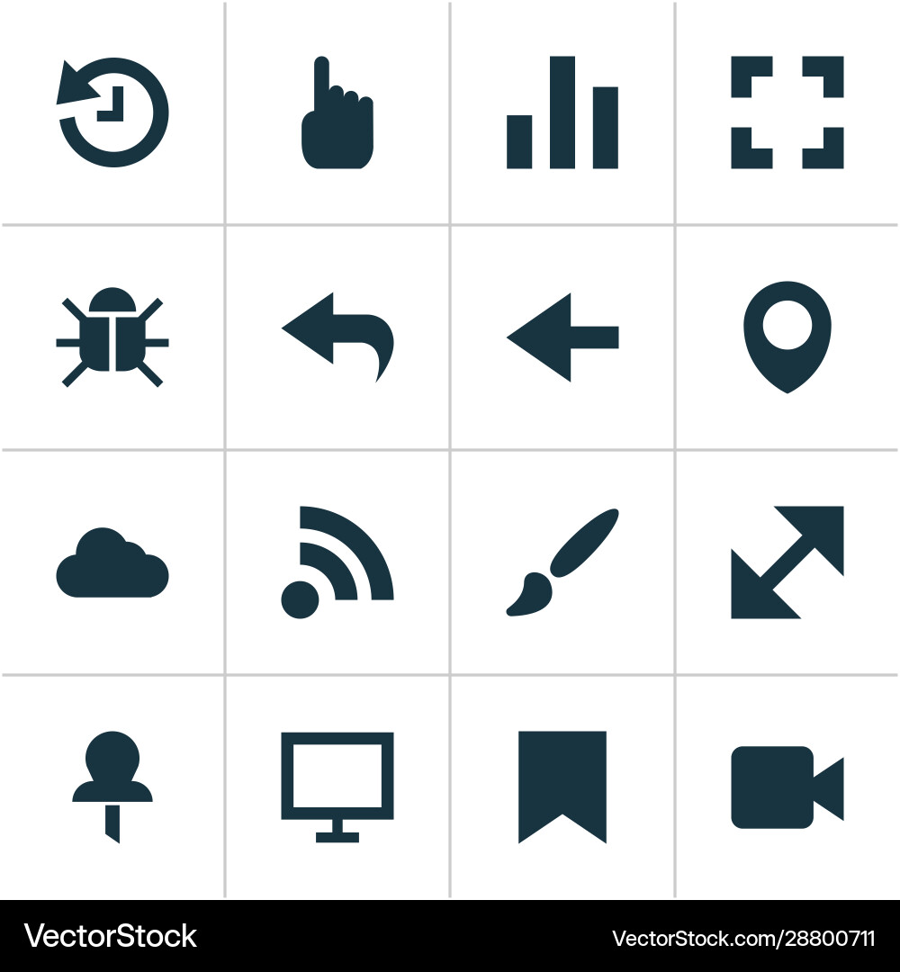 Interface icons set with video pin cloud Interface icons set with video pin cloud vector image
