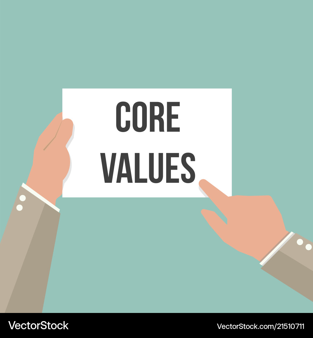 Man showing paper core values text Man showing paper core values text vector image