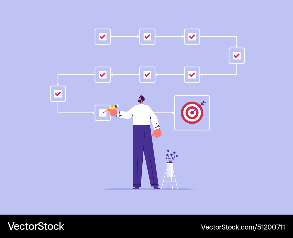 Managing project timeline or task completion Managing project timeline or task completion vector image