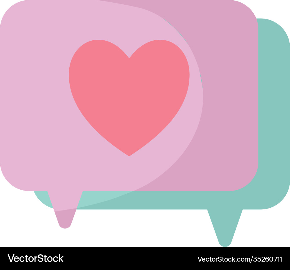 Message bubble with pink color and one heart Vector Image