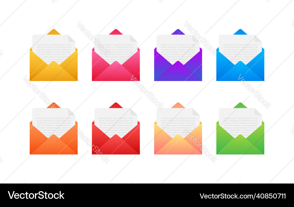 Multicolored envelopes set on white background Vector Image