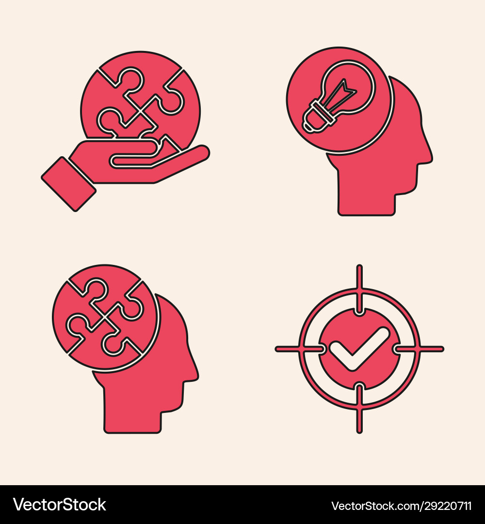 Set target and check mark piece puzzle in hand Set target and check mark piece puzzle in hand vector image