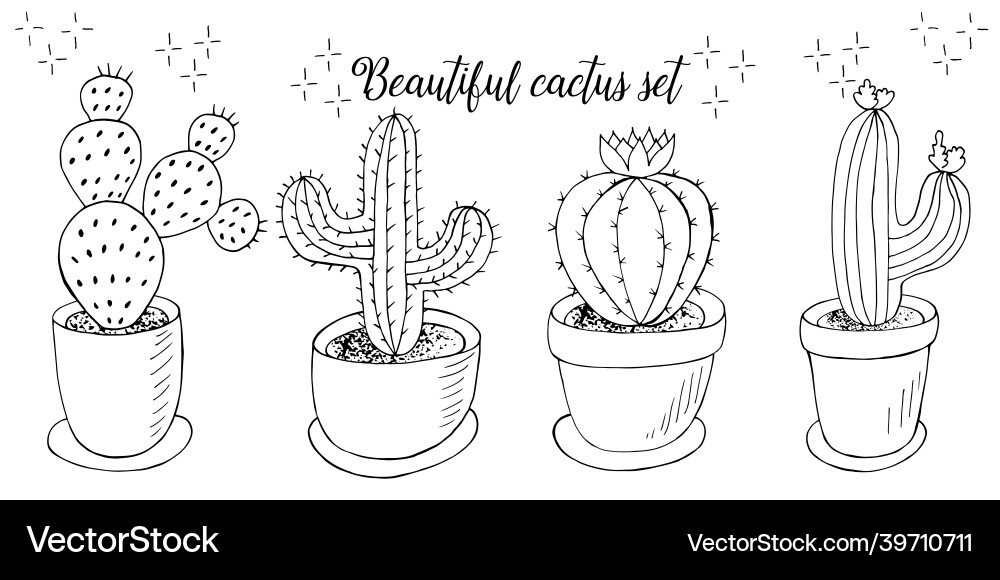 Set von Cartoon Bilder cacti aloe Set von Cartoon Bilder cacti aloe vektorbild