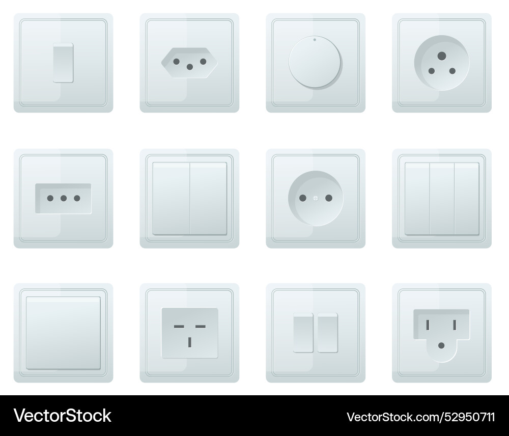 Socket and switch various type electrical vector image