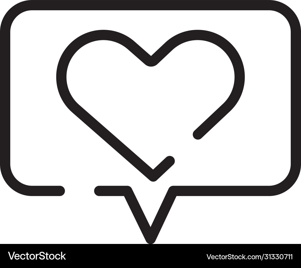 Speech bubble with heart line style icon vector image