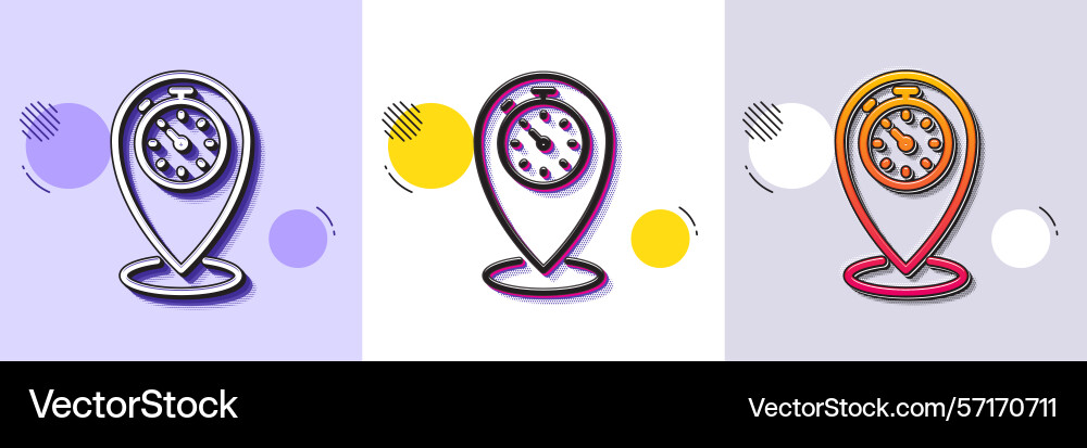 Timer line icon time sign location pointer vector image