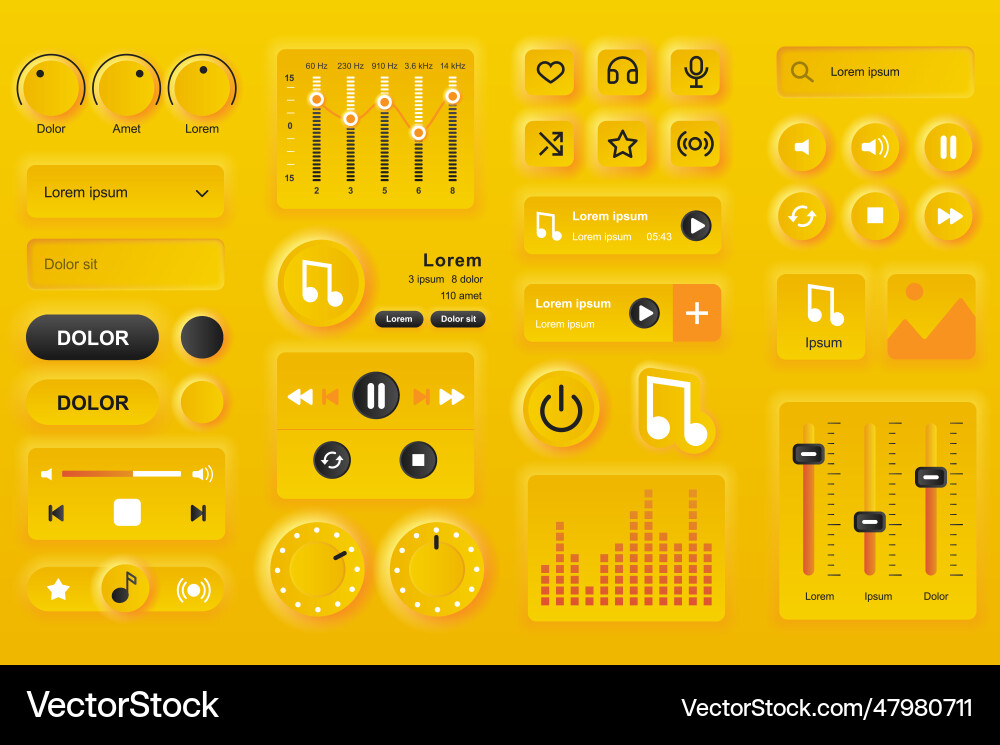 User interface elements for music player mobile vector image