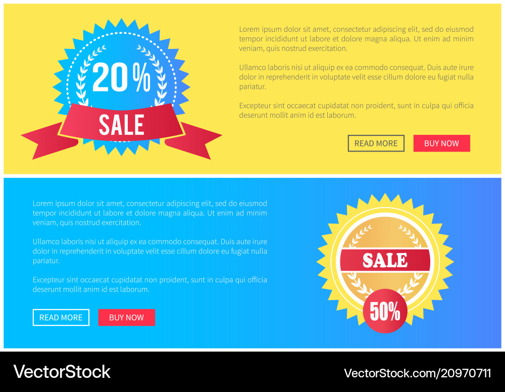Web pages set of online posters with push buttons vector image