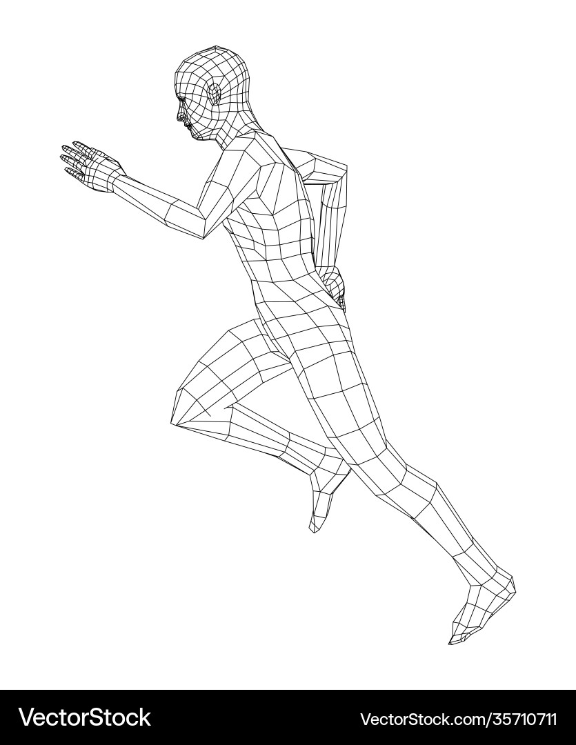 Wireframe running man Wireframe running man vector image
