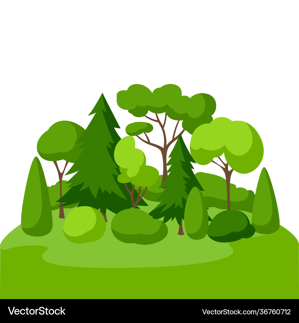 Background with trees spruces and bushes Background with trees spruces and bushes vector image