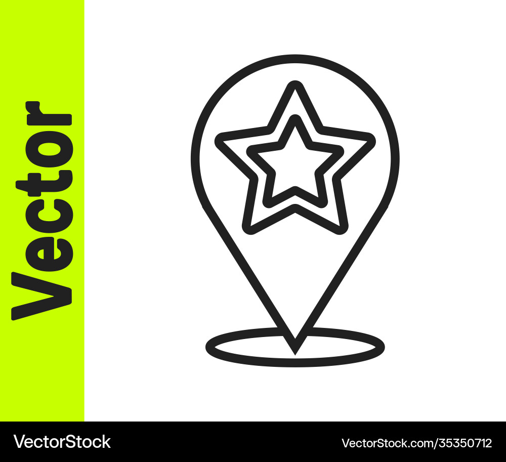 Black line map pointer with star icon isolated Black line map pointer with star icon isolated vector image