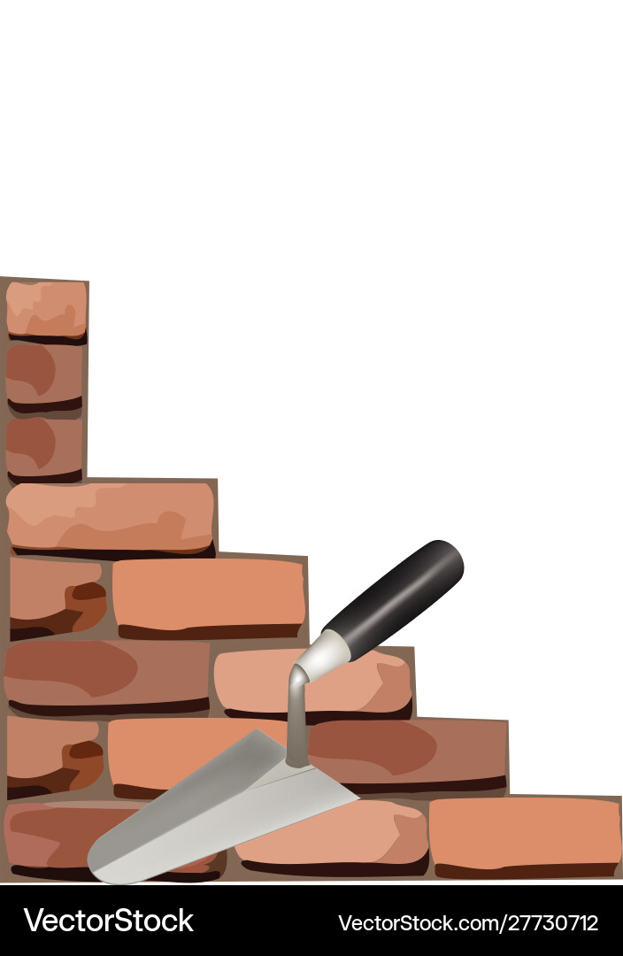 Building construction bricks with work tools Vector Image
