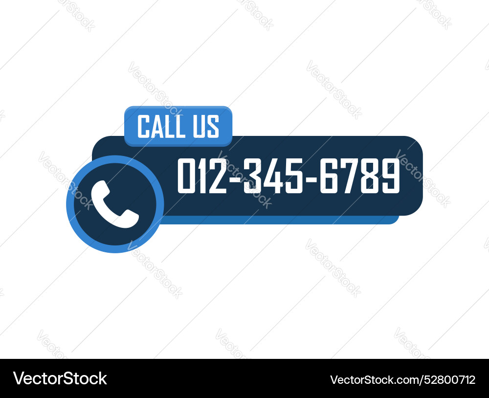 Call us button icon in flat style phone number Call us button icon in flat style phone number Vector Image
