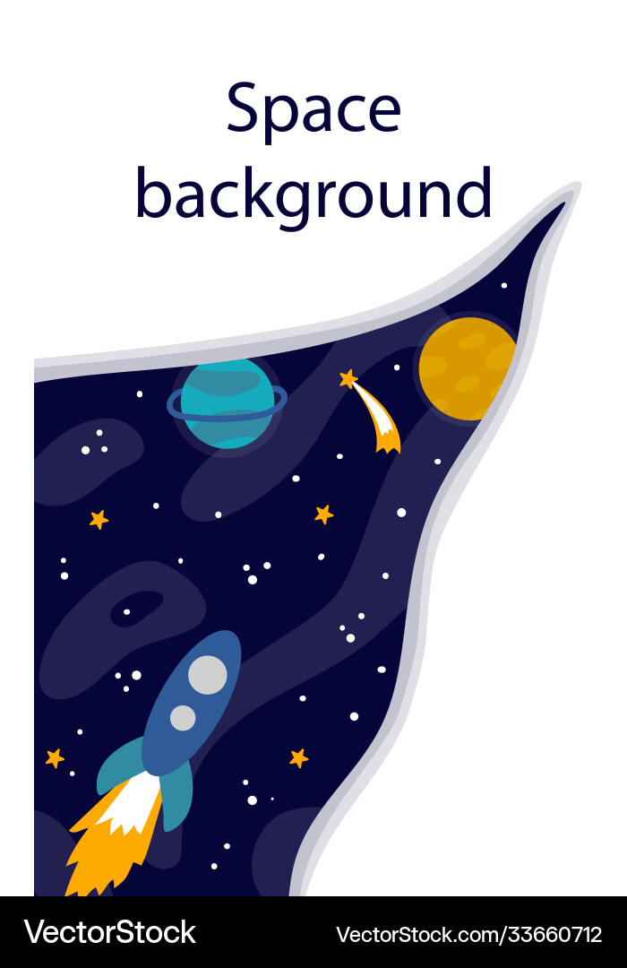 Cartoon space background heavenly science poster Vector Image