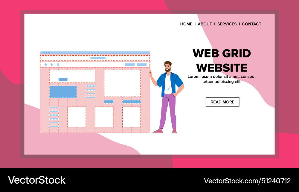 Columns web grid website vector image