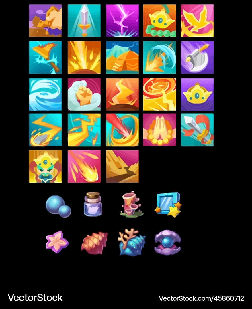 Complete set of level button game ui pop-up icon vector image