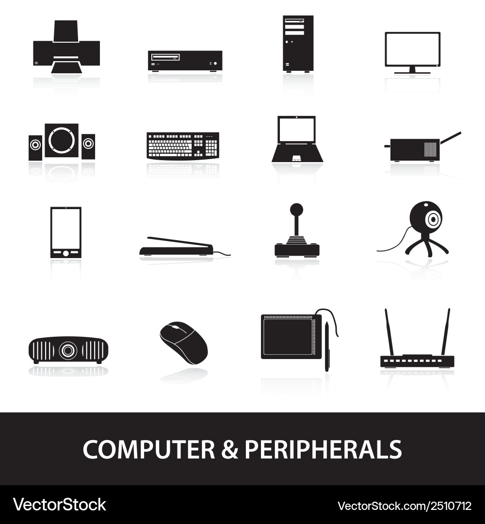 Computer peripherals icons eps10 vector image
