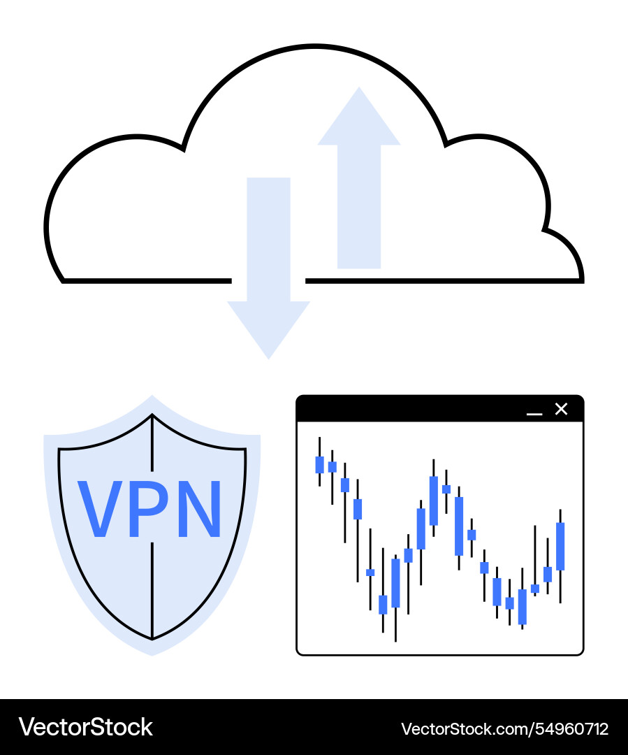 Data transfer with vpn security and analytics Data transfer with vpn security and analytics vector image