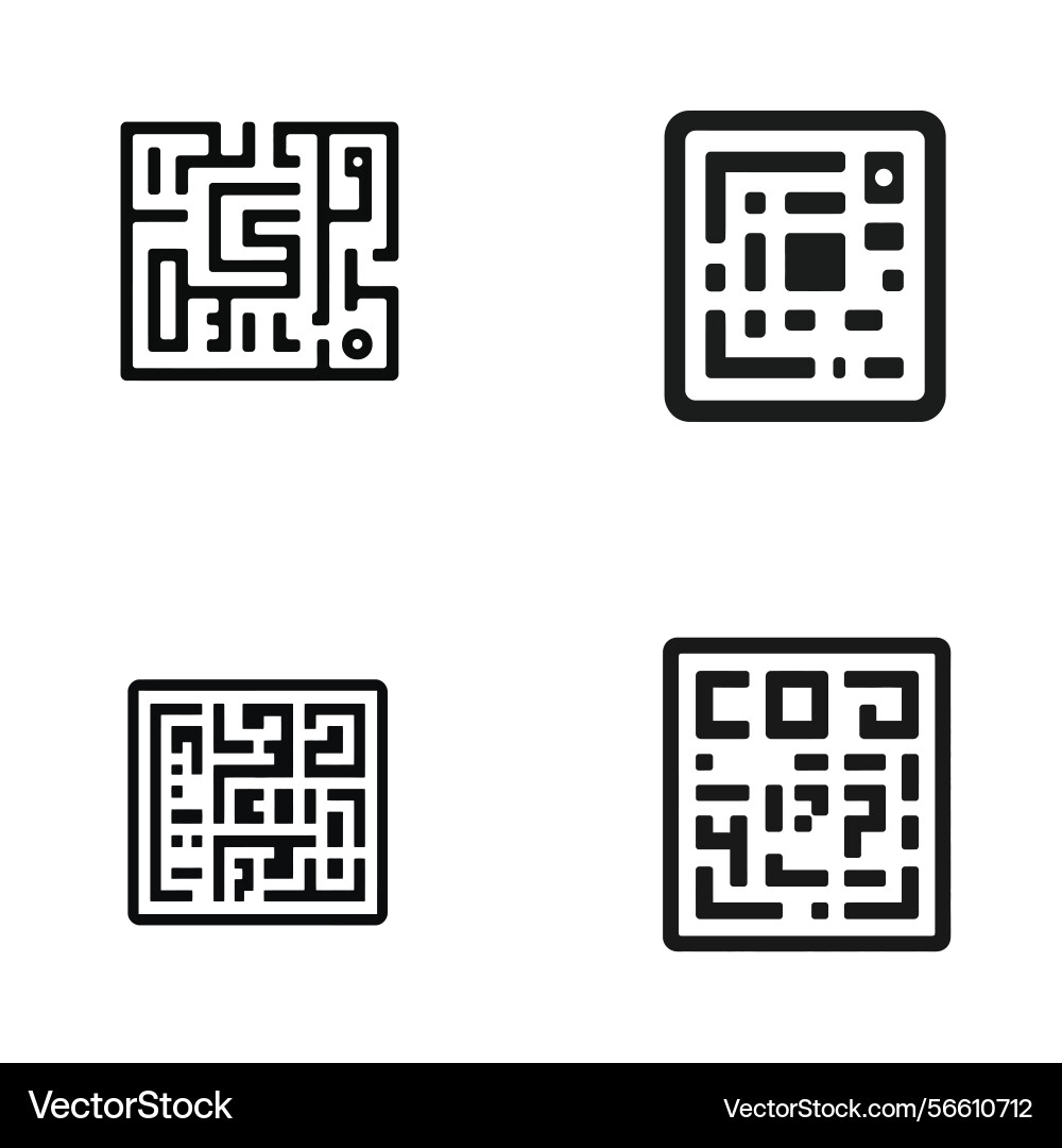 Four square maze icons collection with various Four square maze icons collection with various Vector Image