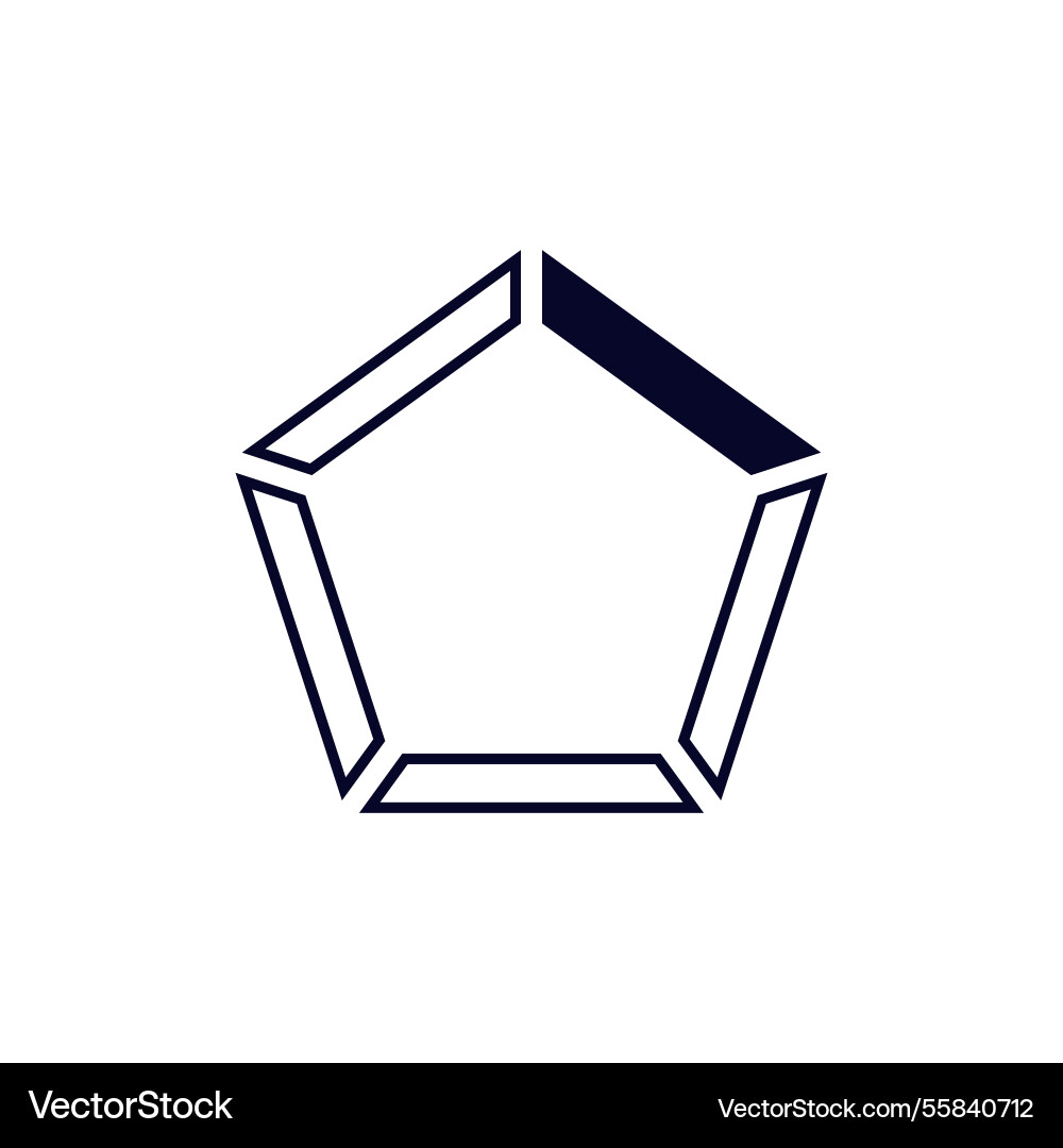 Geometric pentagon with open edge in minimalist Vector Image
